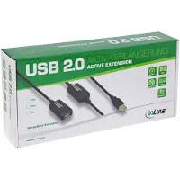 InLine 34612I Rallonge active USB 2.0, avec amplification du signal "Repeater", prise A à prise femelle A, 15m