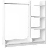 VCM Portemanteau H. 124 x L. 106 x P. 35 cm avec étagère et tringle à vêtements - Portemanteau ouvert pour chambre, couloir ou dressing - Lempu L