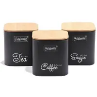 Maestro Zestaw pojemników metalowych 3 szt MR-1775-3S-BLACK, Organisateurs de cuisine, Vert, Multicolore, Noir, Beige