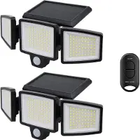 Auronic Lampe solaire d'extérieur avec détecteur de mouvement - Applique murale avec détecteur - Solaire - 210 LED - IP65 - 2 pièces - Noir