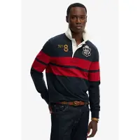 Superdry pour homme. M1110483A Polo marine Double Rugby (S), Casuel, Coton, Manche longue