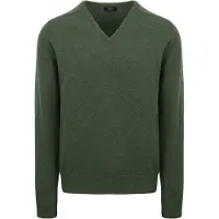 William lockie Pull Laine d'Agneau Rosemary Col-V Vert foncé Vert taille M