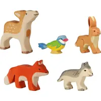 Holztiger Ensemble d'animaux de la forêt en bois Holztiger - jouets faits main pour enfants