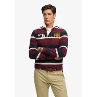 Superdry pour homme. M1110483A Polo rugby Double Emblem Stripe Rugby grenat (M), Casuel, Coton, Manche longue