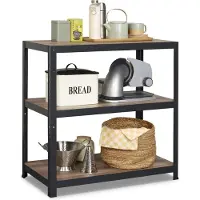 Avasco Shelving Cabinet Table - étagère basse - aspect bois - châssis métal noir - 88x90x45 - 3 étagères