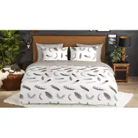 Good Morning Enveloppe de couette "plumes" - Blanc - (200x200/220 cm) - Flanelle de coton