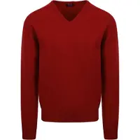 William lockie Pull Laine d'Agneau Col-V Poppy Rouge taille M