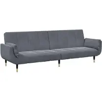 vidaXL Canapé-lit à 2 places avec repose-pied gris foncé velours