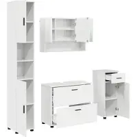 vidaXL Ensemble de meubles de salle de bain , 4 pièces, blanc brillant, 35 x 30 x 192 cm