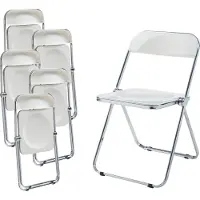 En.casa Chaise pliante 'Pornainen' set de 6 pièces structure acier blanc