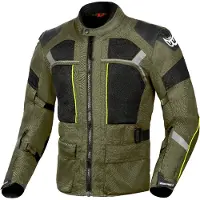 Berik Veste textile Absolute Terra pour moto, vert olive/noir, 54