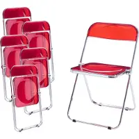 En.casa Chaise pliante 'Pornainen' set de 6 pièces structure acier rouge, transparent