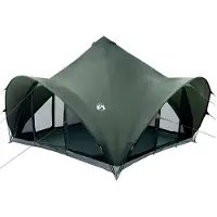 vidaXL Tente de type tipi avec toit, couleur vert armée, pour 6 personnes, en polyester et acier