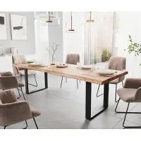 DELIFE Table de salle à manger Edge 260x100 XL acacia naturel métal noir Live-Edge