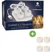 Koopman Set de 8 Bougies Chauffe-plat - - LED rechargeables - Blanc
