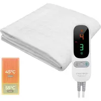 STAUS&BACH Sous-couverture électrique avec chaleur des pieds 190x90 cm - Simple - 6 niveaux de chaleur - Zone séparée pour les pieds - Anti-allergique - Anti-bactérien - Couverture chauffante -