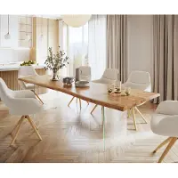 DELIFE Table à manger Edge 280x100 XL acacia nature verre Live-Edge