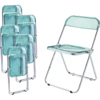 En.casa Chaise pliante 'Pornainen' set de 6 pièces structure acier vert menthe, transparent