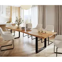 DELIFE Table de salle à manger Edge 300x100 XL acacia naturel métal noir Live-Edge