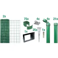 Alberts 669232 Fix-Clip Pro comme set complet de clôture, avec douille à enfoncer dans le sol, vert, hauteur 153 cm, longueur 50 m