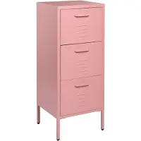 Beliani Armoire 3 Tiroirs En Acier Rose Pêche Wostok