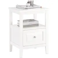 SoBuy Table d'appoint - Avec porte et tiroir - max 50 kg - 45 x 35 x 60 cm - Blanc