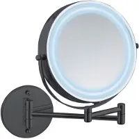 Wenko Miroir mural Power-Loc LED Mod. Lumi noir, avec grossissement 5x