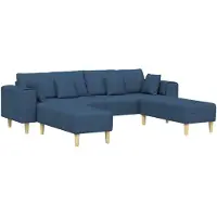 vidaXL Canapé 3 places, bleu, tissu