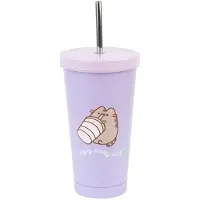 Erik Editores Pusheen Steel Moments Tumbler With Straw Violet