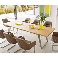 DELIFE Table à manger Edge 260x100x2,5-3 chêne nature acier inoxydable inclinée Live-Edge