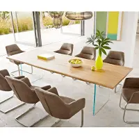 DELIFE Table à manger Edge 260x100x2,5-3 chêne nature verre Live-Edge
