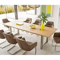 DELIFE Table-à-manger Edge 260x100x2,5-3 chêne nature acier inoxydable large Live-Edge