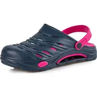 Ladeheid Sabots légers Eva pour femmes et hommes, sabots de jardin, chaussures de jardin KL030 (bleu foncé/rose, 37 EU)