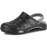Ladeheid Sabots Eva légers pour femmes et hommes, sabots de jardin, chaussures de jardin KL030 (noir/gris, 41 EU)