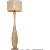 TRIO Lampe sur pied en bois TOBA 467200130 style bohème avec fiche, couleur marron