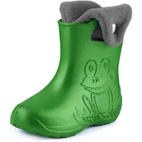 Ladeheid Eva Enfants Garçons Filles Bottes de pluie fourrées LA-CA-04 (vert émeraude/gris, 26/27 EU)