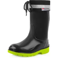 Ladeheid Bottes en caoutchouc pour enfants (filles et garçons) avec revers LA-972 (noir/vert, taille 33 EU)