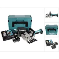 Makita DPJ 180 RTJ Fraiseuse à rainurer sans fil, 18 V Li-Ion + 2x Batteries 5,0 Ah + Chargeur + Makpac