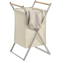 Zeller Present Corbeille à linge métal polyester 36.2x35x68.5 cm