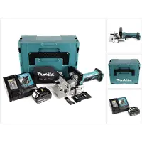 Makita DPJ 180 RT1J Fraiseuse à rainurer sans fil, 18 V Li-Ion + 1x Batterie 5,0 Ah + Chargeur + Makpac