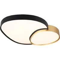 TRIO Plafonnier LED sur mesure avec télécommande RISE noir-or-blanc 51 W, nuances de blanc, 5100 lm, métal, dimensions : 11 x 77 x 63 cm, IP20,