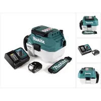 Makita DVC 750 LRT1X1 Aspirateur eau et poussière sans fil 18V portable + 1x 5,0Ah Batterie + Chargeur - sans accessoires
