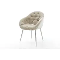 DELIFE Chaise-de-salle-à-manger Gaio-Flex tissu tissé doux beige 4 pieds coniques acier inoxydable