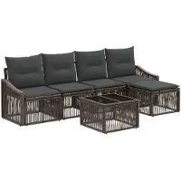 vidaXL Ensemble de canapés de jardin , 6 pièces, gris, en résine tressée