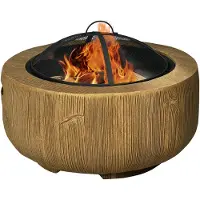 Aosom Bol de feu Foyer avec couvercle Panier de feu avec tisonnier pour le camping