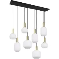 TRIO Lustre DIVA noir, blanc et doré, 8 x E27 x 10 W, verre, dimensions : 150 x 120 x 32 cm, IP20,