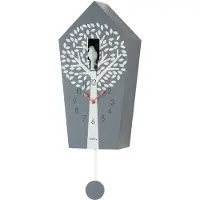 AMS 7287 Coucou Horloge murale à quartz avec pendule rouge gris avec motif arbre Horloge à pendule