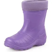 Ladeheid Enfants Filles Garçons Bottes de pluie fourrées Eva Thermo poids plume KL050 (Violet, 24 UE)