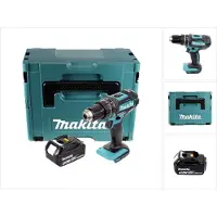 Makita DHP 482 T1J Perceuse-visseuse à percussion sans fil 18 V 62 Nm + 1x batterie 5,0 Ah + Makpac - sans chargeur