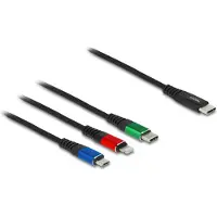 DeLOCK Câble de recharge USB 3 en 1 USB Type-C vers Lightning / Micro USB / USB Type-C
